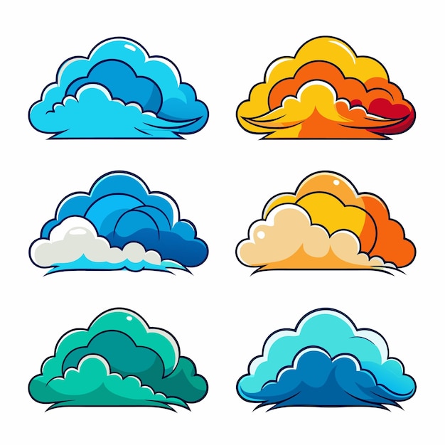 Colorful Cloud Icon Set Creative Weather Symbols for Graphic Design