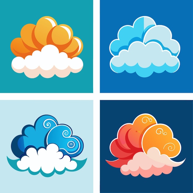 Colorful Cloud Icon Set Creative Weather Symbols for Graphic Design