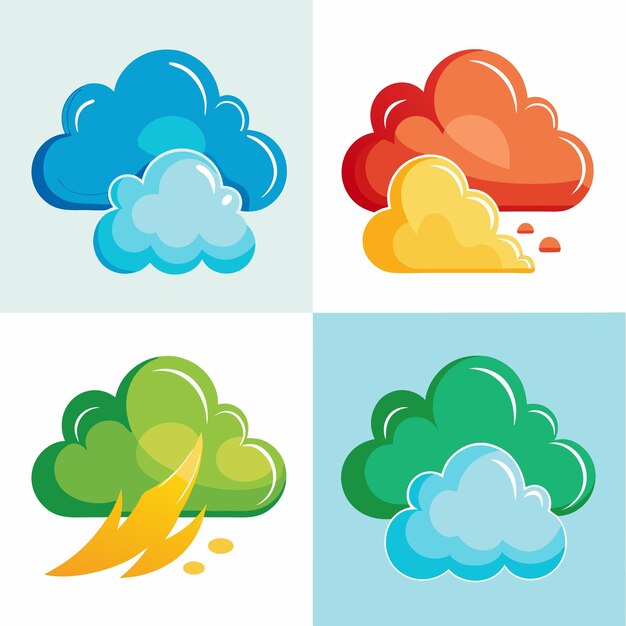 Vector colorful cloud icon set creative weather symbols for graphic design