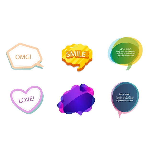 Vector colorful clouds speech bubbles with expressions