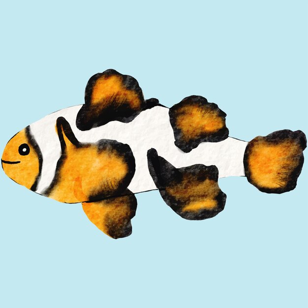 Colorful Clown Fish Watercolor Painting Artistic Marine Illustration