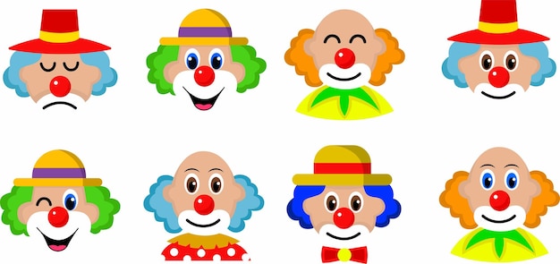 Colorful Clown Happy Face Vector Illustration Cartoon Clown Face