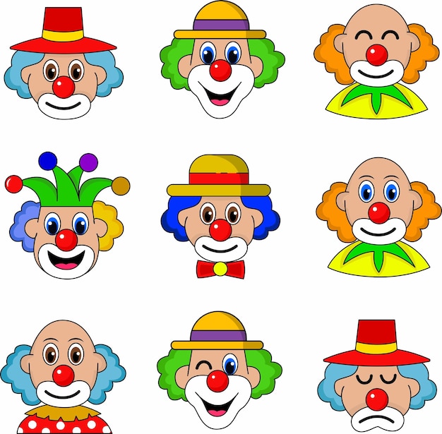 Colorful Clown Happy Face Vector Illustration Cartoon Clown Face