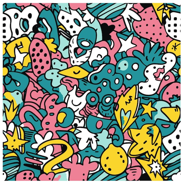 a colorful collection of cartoon fish and corals