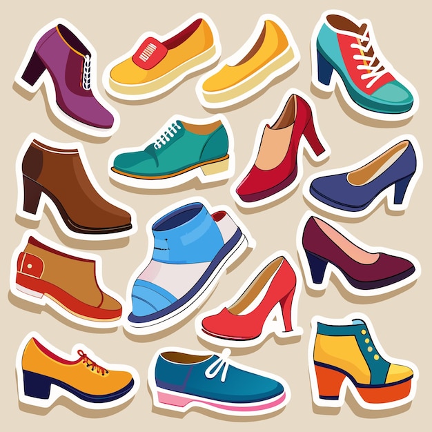 Vector colorful collection of shoes trendy footwear designs for every style