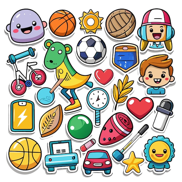 Vector colorful collection of sports and leisurethemed stickers