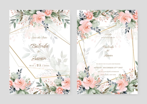 colorful colourful floral flower beautiful and elegant floral wedding invitation card template