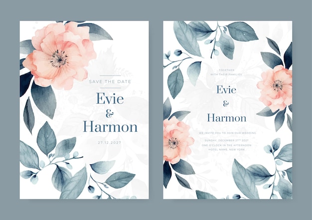 Vector colorful colourful floral flower elegant wedding invitation watercolor