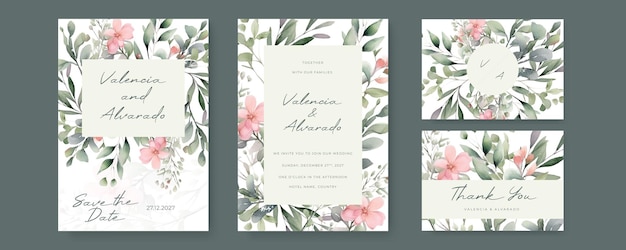 colorful coloutful floral flower vector elegant leaves wedding invitation card template watercolor