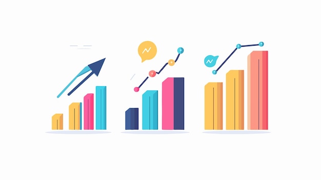 Colorful Combo Chart Vector in Cartoon Style for Business Presentations