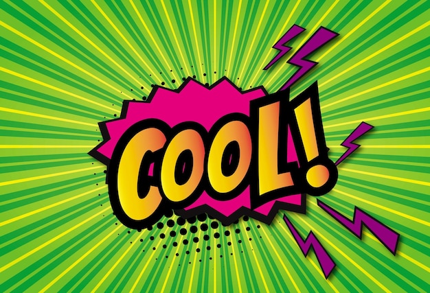 Vector a colorful comic background with the word cool on it