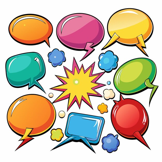 Vector colorful comic book speech bubbles with a pop art explosion