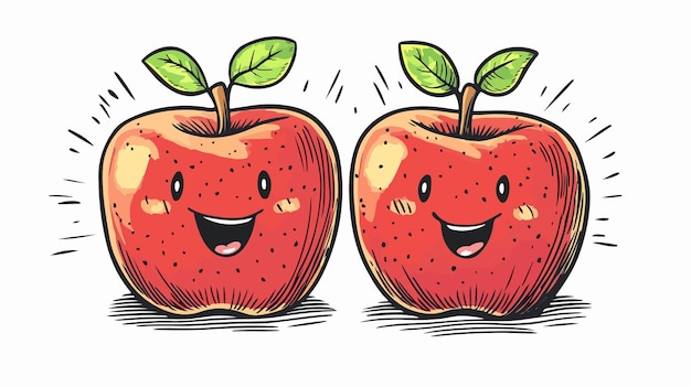 Vector colorful comic book style cartoon of apples