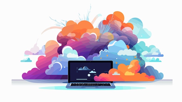 Vector colorful computing cloud vector illustration icon