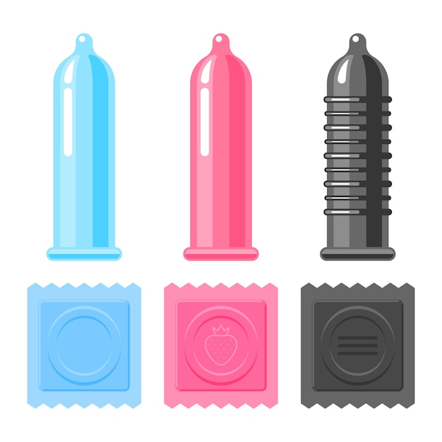 Colorful condoms set