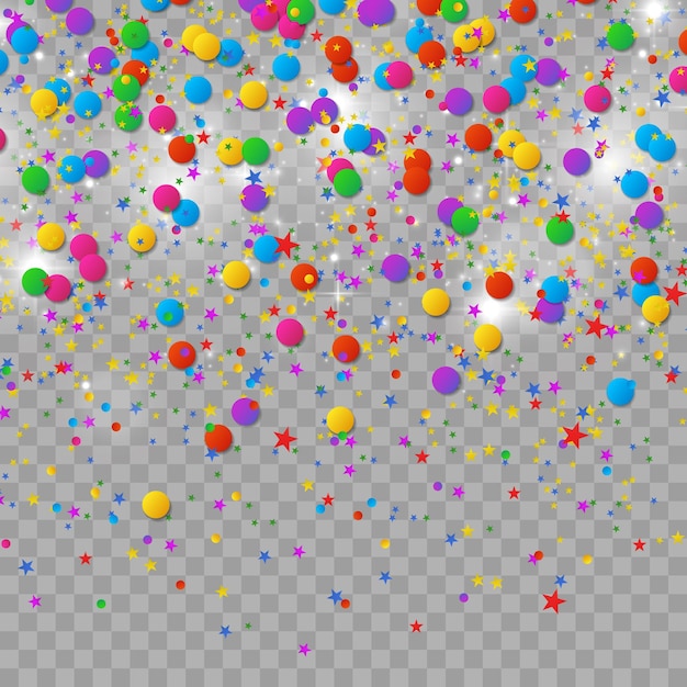 Colorful confetti and balls isolated. Festive background vector. Happy Birthday. Holiday.