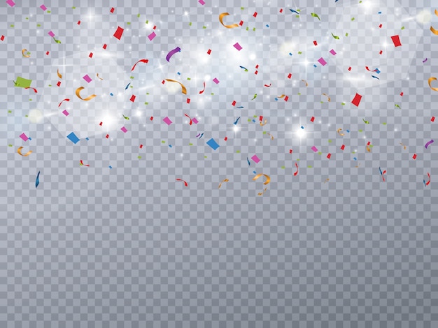 Colorful confetti scattered. Birthday festive background. Holiday.  illustration.