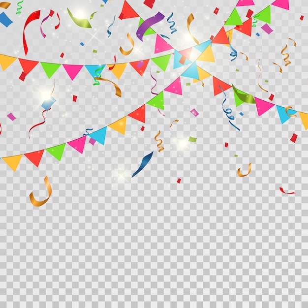 Colorful confetti scattered. Birthday festive background. Holiday.  illustration.