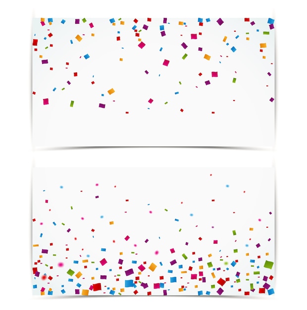 Colorful confetti on white banner