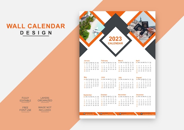 Colorful corporate business single wall calendar design template