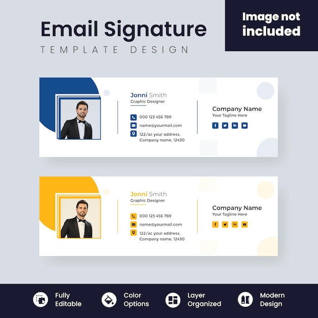 Colorful corporate email signature template vector layout modern and minimal design