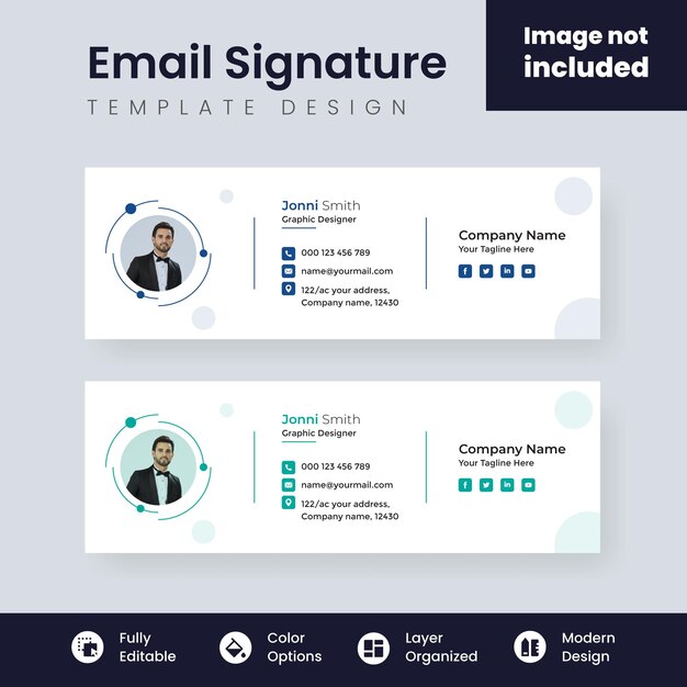 Colorful corporate email signature template vector layout modern and minimal design