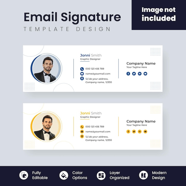 Colorful corporate email signature template vector layout modern and minimal design