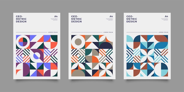 Colorful Cover of Geometric Retro shapes pattern