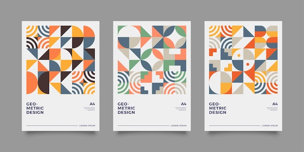 Colorful Cover of Geometric Retro shapes pattern