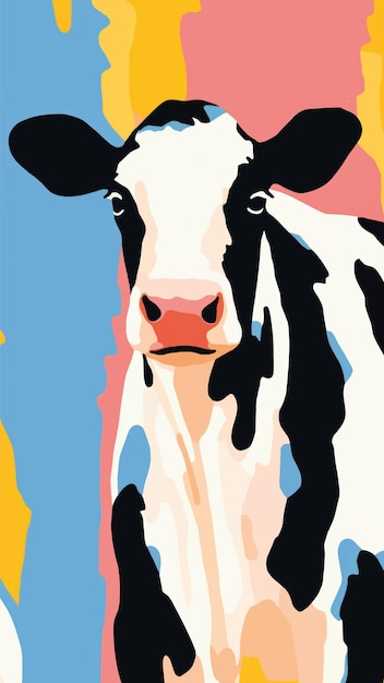 Vector colorful cow pop art