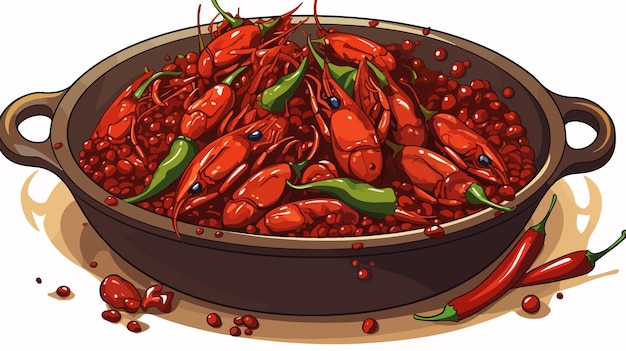 Vector colorful crawfish boil cartoon vector illustration isolated on white background