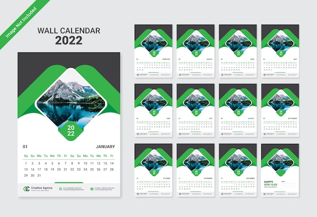 colorful creative wall calendar 2022 new year design template