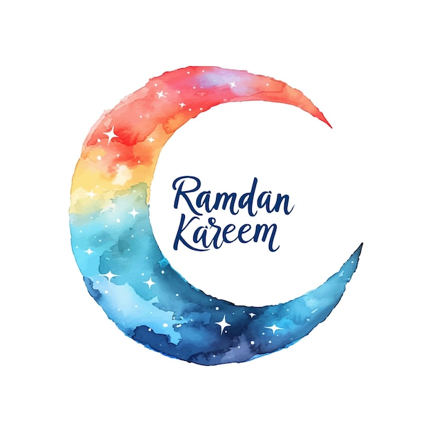 a colorful crescent with the words the month of month on ramadan kareem