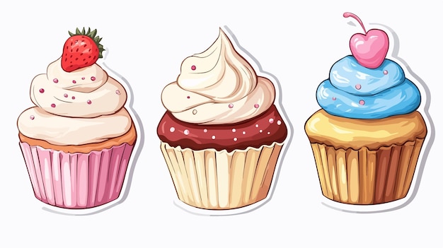 Colorful Cupcake Sticker for Party Decorations and Sweet Dessert Designs