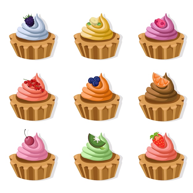 Colorful cupcakes collection