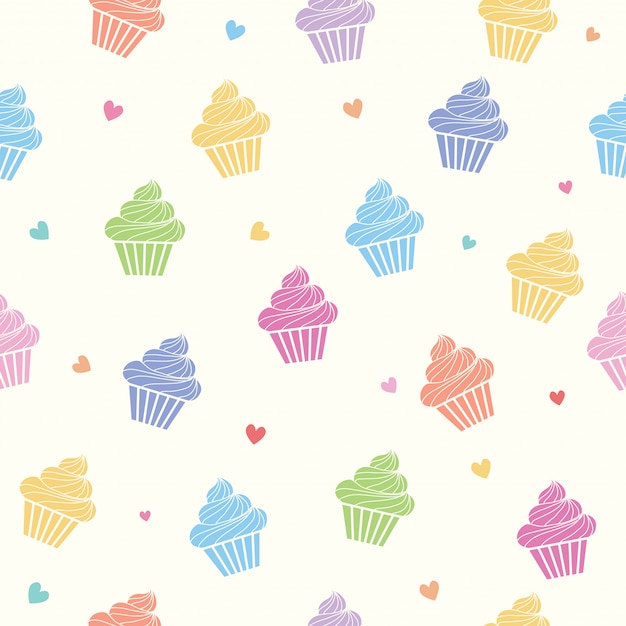 Colorful cupcakes seamless pattern