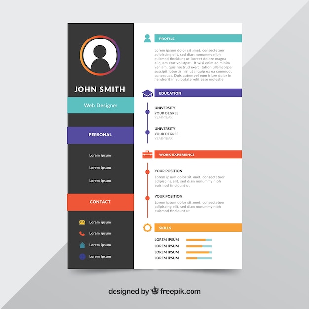 Colorful  curriculum template with flat design