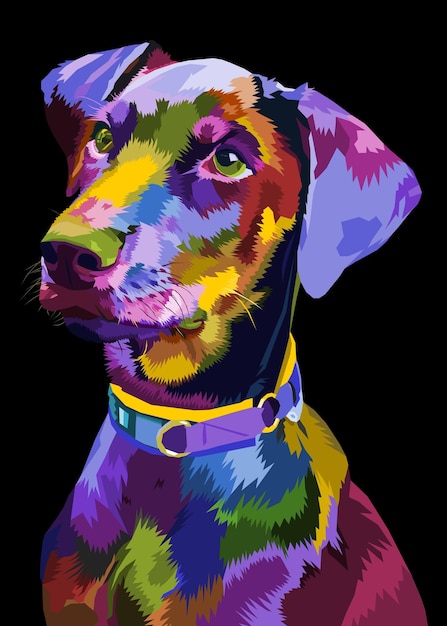 Colorful cute dog on pop art geometric  Polygonal Animals