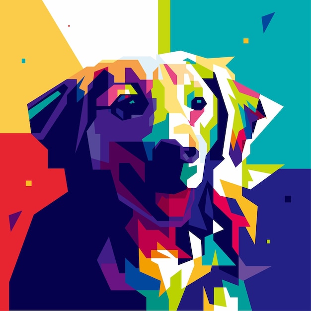 Colorful Cute Dog on Pop Art Style Illustration