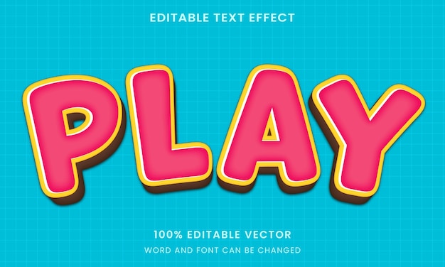 Vector colorful cute kids playful tittle 3d graphic style editable text effect