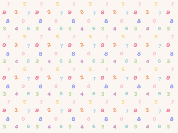 Colorful and cute number pattern from 1 to 9 arranged in a random way