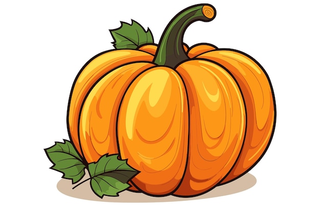 Colorful Cute Pumpkin vector illustration Thanksgiving Pumpkin and fall leaves flat vector