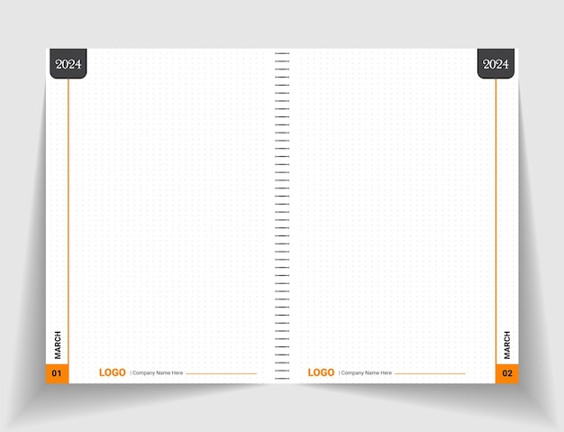 colorful dairy inner spring notebook page design for KDP interior design layout dot grid sketchbook