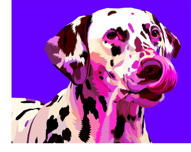 colorful dalmatian isolated on black background vector illustration