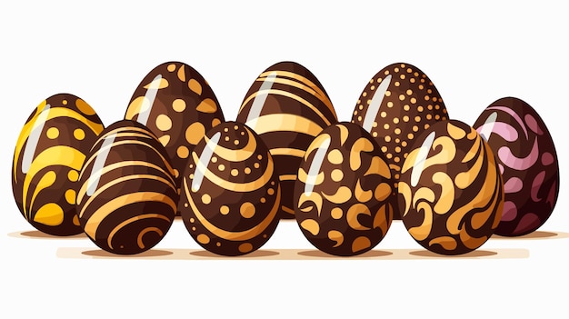 Colorful Decorated Chocolate Easter Eggs Cartoon Background