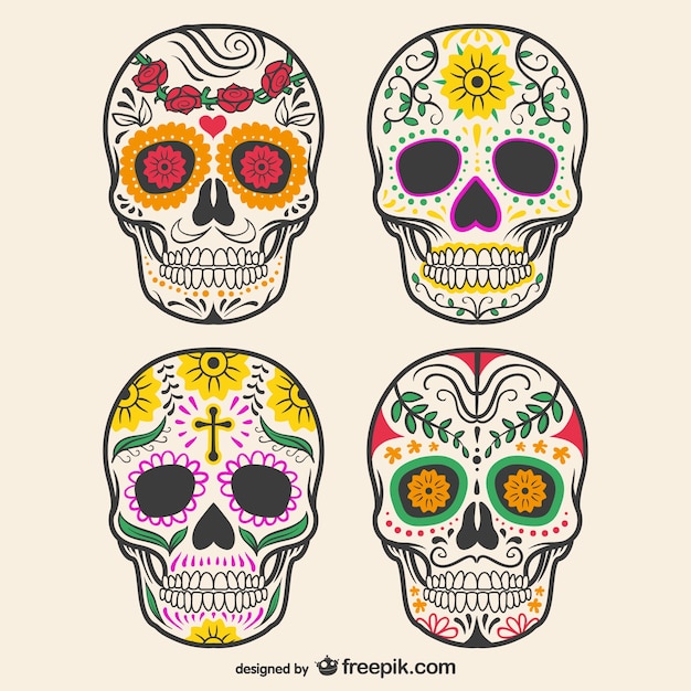 Colorful decorated skulls