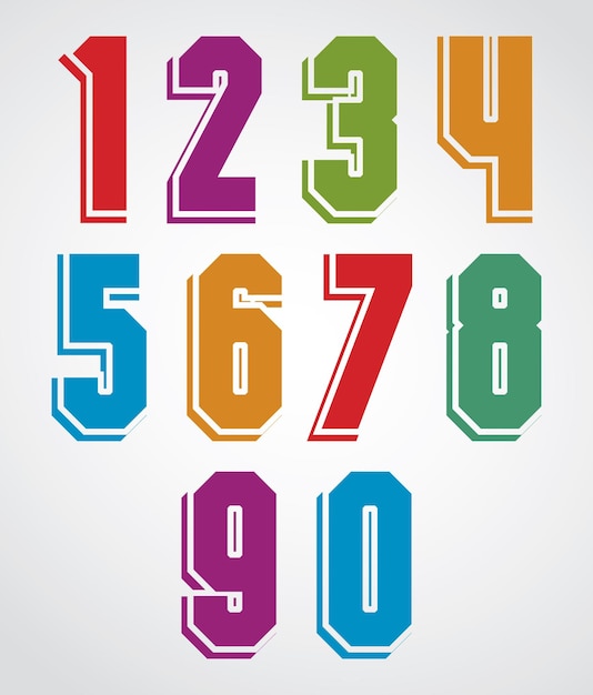 Colorful decorative geometric numbers with white outline.