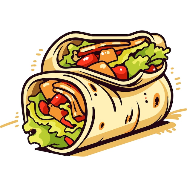 Vector a colorful and deliciouslooking illustration of two stacked burritos