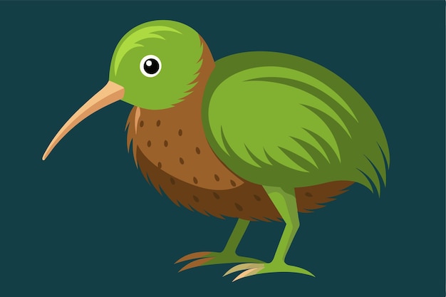 A colorful depiction of a kiwi bird featuring unique textures and vibrant colors ideal for customization Kiwi bird Customizable Flat Illustration