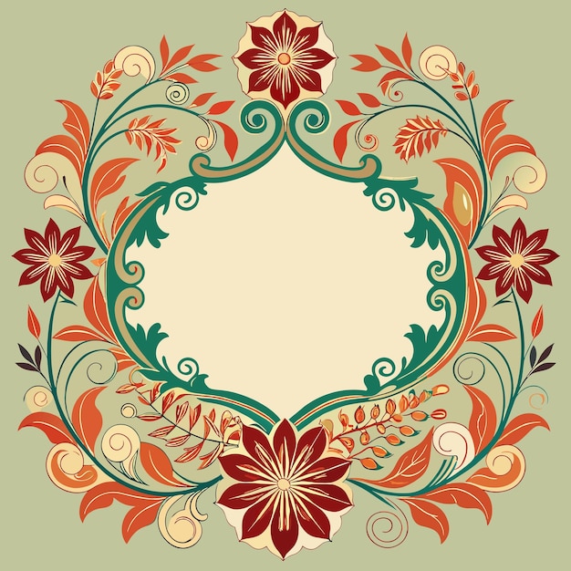 a colorful design of a green and red floral pattern